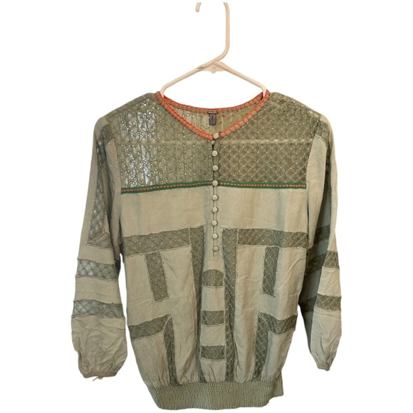 Blank London Anthropologie Embroidered Color Block Top XS - Picture 5 of 6